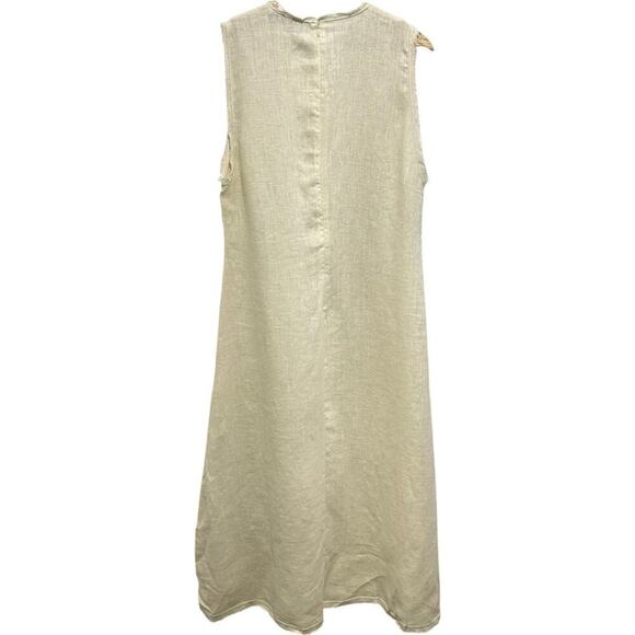 NWT ZARA 100% Linen Minimalist Sleeveless Shift Natural Vanilla  Midi Dress - Picture 7 of 14